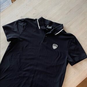 Emporio Armani Black Polo with White Accents
